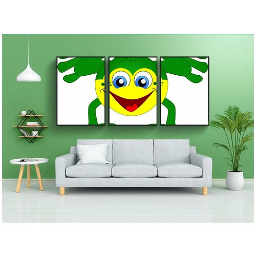 фото Набор модулных постеров для интерьера "лягушка, амфибия, зеленый" 60x90 см. в тубусе, без рамки lotsprints