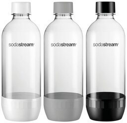 Бутылка для воды, для безалкогольных напитков Sodastream Trio для газирования 3 шт. 1000 мл пластик white/grey/black