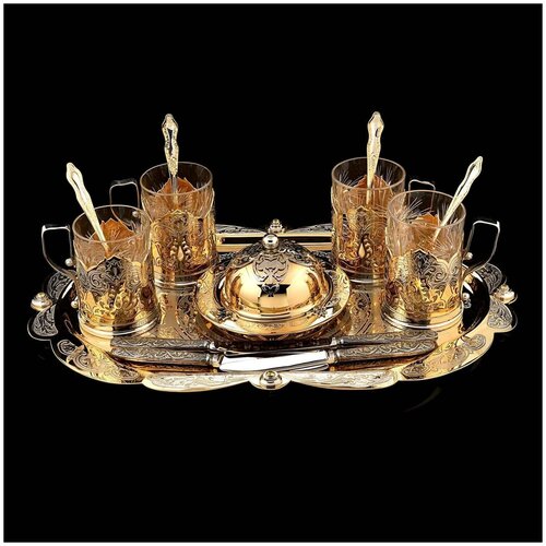 фото Чайный набор с ножами на 4 персоны. златоуст русь великая