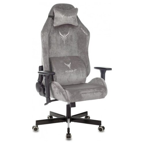 Кресло геймерское Knight N1 Fabric серый Light-19 с подголов. крестовина металл