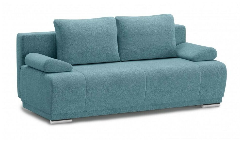 Мягкая мебель Диван кровать прямой Капри Синий, голубой Savana plus mint, обивка рогожка в гостиную, детскую, спальню еврокнижка (195х93х80см)