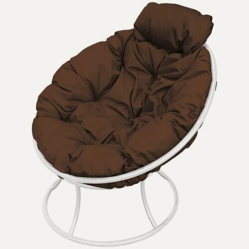 Изображение товара Садовое кресло M-group Папасан мини без ротанга белое + коричневая подушка