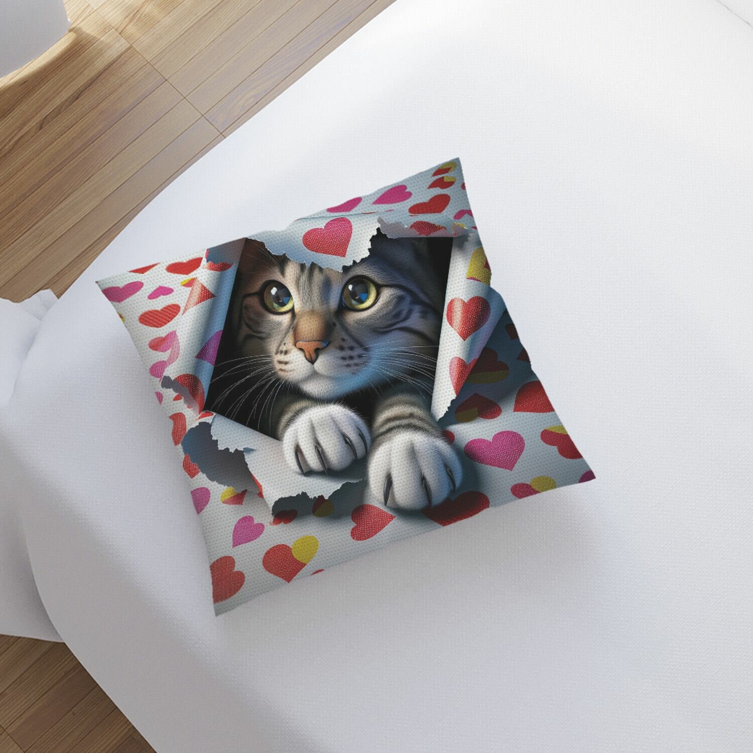 Наволочка декоративная JoyArty на молнии, чехол на подушку "Подарочный кот" 45х45 см