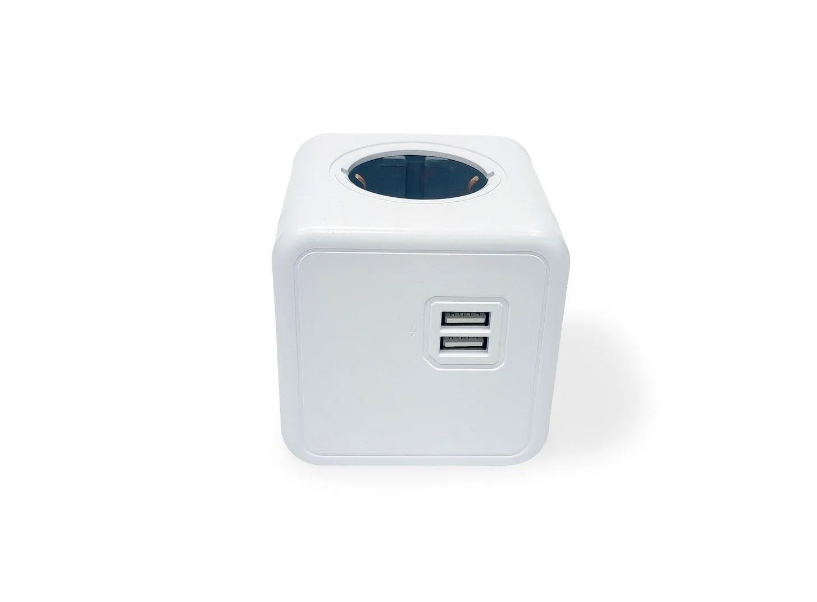 Разветвитель Cube с 4 розетками и 2 USB-портами