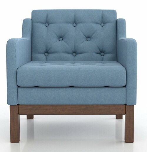Кресло Айверс, орех-синий, экокожа мягкое, для дома, для гостиной, для отдыха дома, на балкон, скандинавский лофт