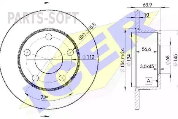 ICER 78BD4060-2 Диск тормозной задний AD 100/A6 91-97 VW B5 ICER 78BD4060-2