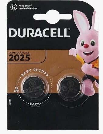 Батарейка литиевая Duracell, CR2025-2BL, 3В, блистер, 2 шт.