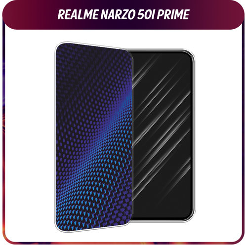 Силиконовый чехол на Realme Narzo 50i Prime / Реалми Нарзо 50i Прайм Синий карбон силиконовый чехол на realme narzo 50i prime реалми нарзо 50i прайм прозрачный