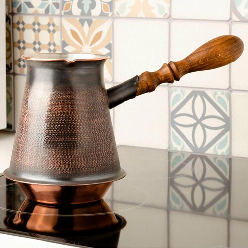 Турка для кофе, медная, с эмблемой, 1320 мл . Армянская джезва , кофеварка , подарок