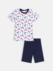 Пижама: футболка, шорты Котмаркот 266441443 для мальчика, цвет белый, размер 104