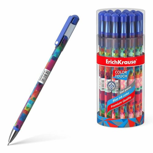 Ручка гелевая ErichKrause ColorTouch Patchworks, цвет чернил синий (в тубусе по 24 шт.)
