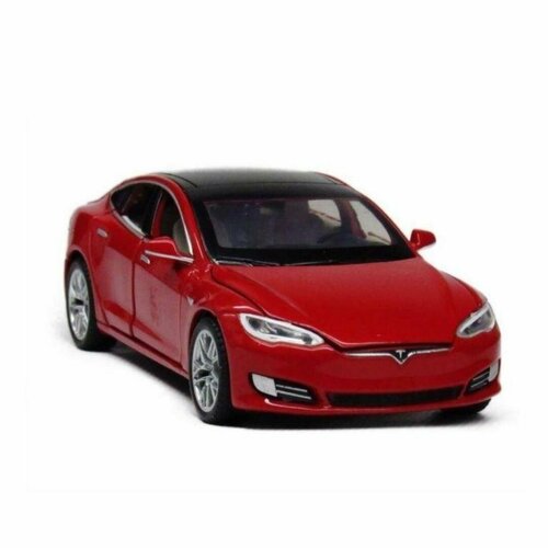 Коллекционная машинка игрушка металлическая Tesla model S с эффектом пара с багажником масштабная модель 1:22