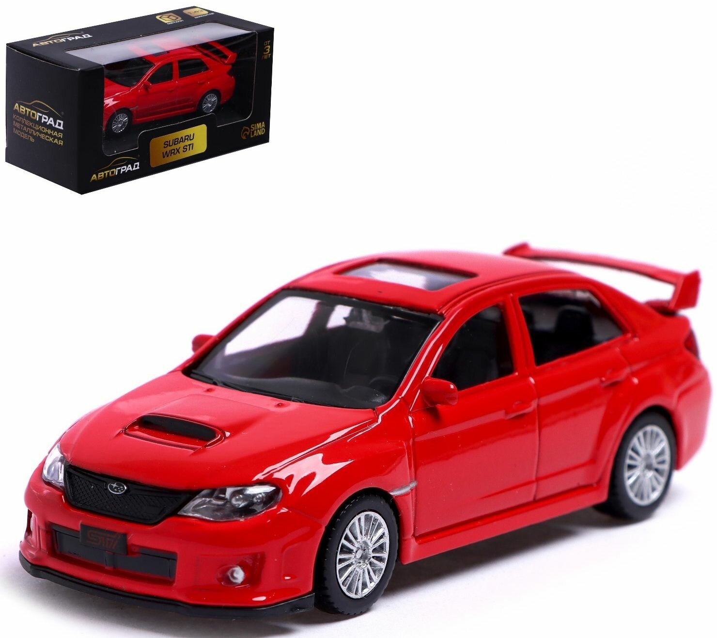 Машина SUBARU WRX STI, металлическая коллекционная модель, игрушечный транспорт, цвет красный