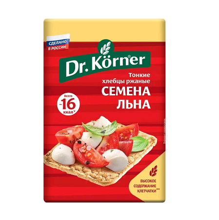 Хлебцы ржаные Dr. Korner с семенами льна, 100 г