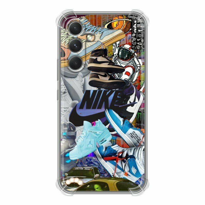 Дизайнерский силиконовый с усиленными углами чехол для Гэлакси А54 5Ж / Samsung Galaxy A54 5G Nike Найк