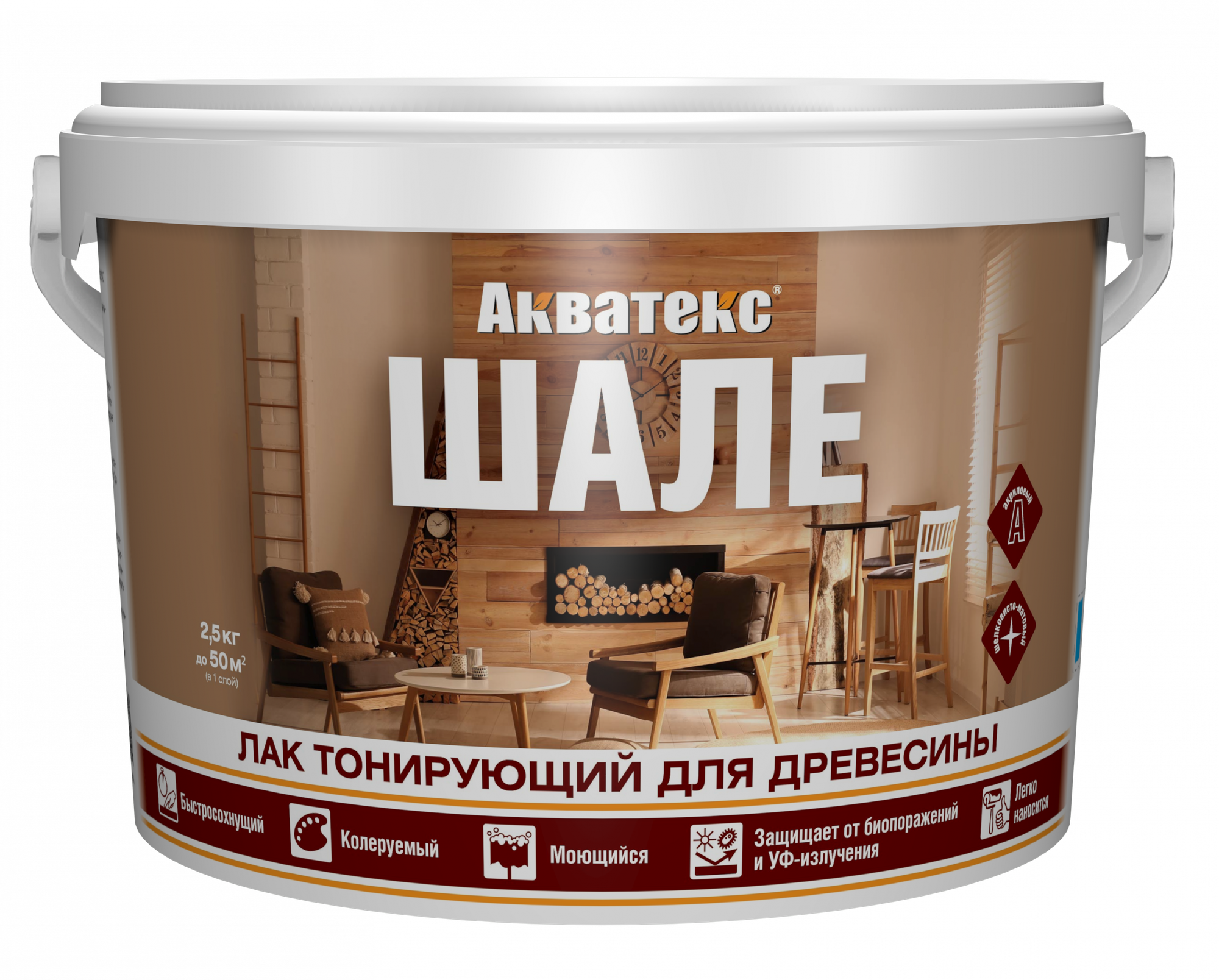 фото Лак тонирующий для древесины Акватекс шале белый, 2.5 кг