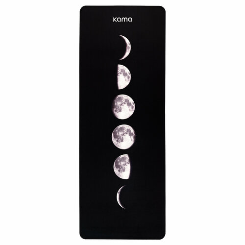 Коврик для йоги спортивный, каучук, микрофибра, чёрный с луной