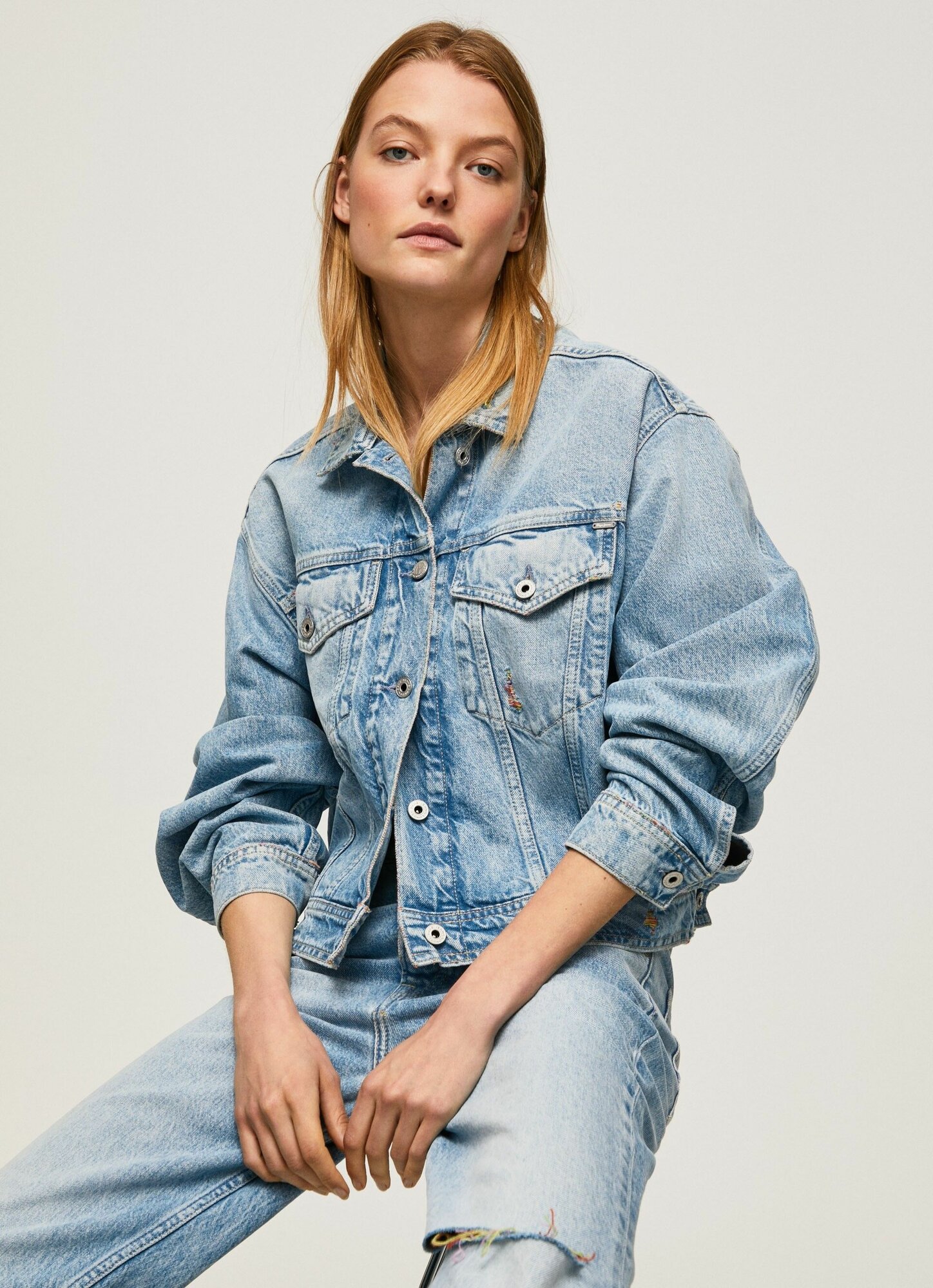 Куртка Pepe Jeans Базовая коллекция, размер S, голубой