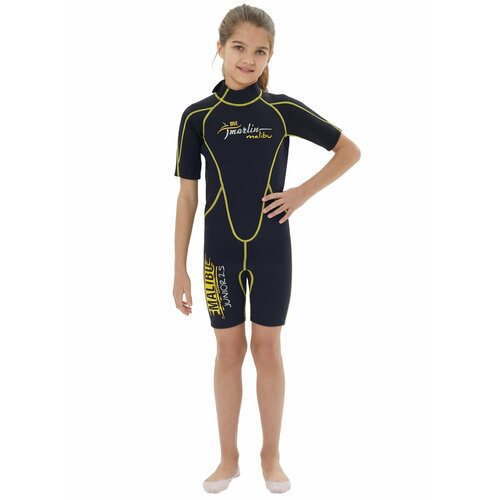 Гидрокостюм Marlin Malibu Shorty Junior черный с желтым 2,5 мм черный, желтый, черный