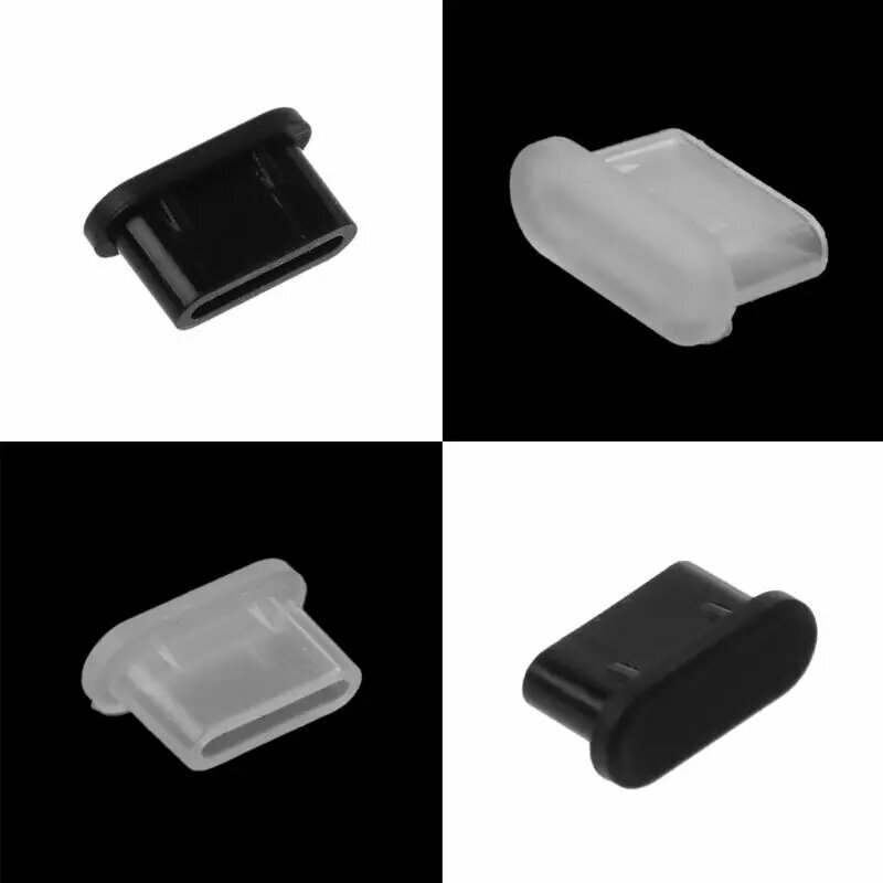 Пылезащитная заглушка Type-C для порта USB для зарядки, силиконовый чехол для аксессуары для смартфонов, 5 шт, Черный — фото 1