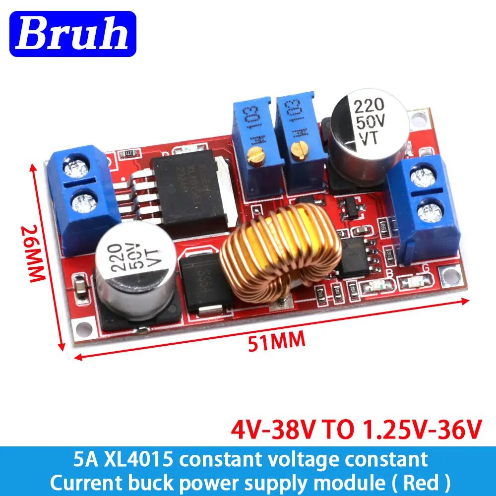 Модуль понижающего преобразователя XL4015 5A, 5A XL4015 Red