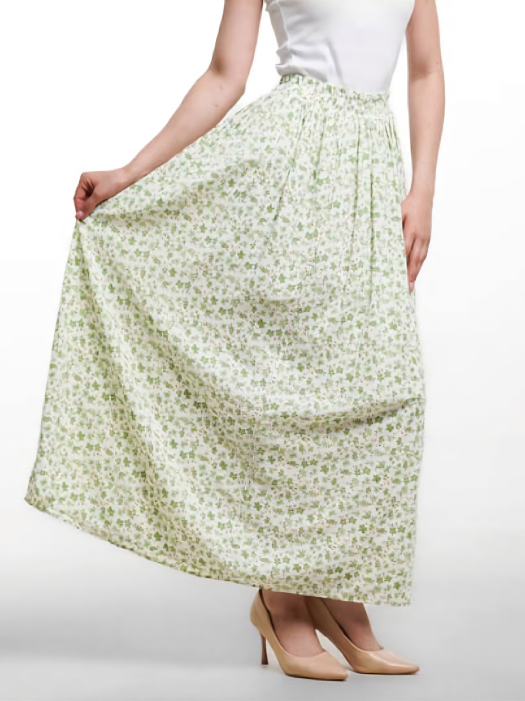 Юбка 42-48, размер стандарт, зеленый/белый — фото 1