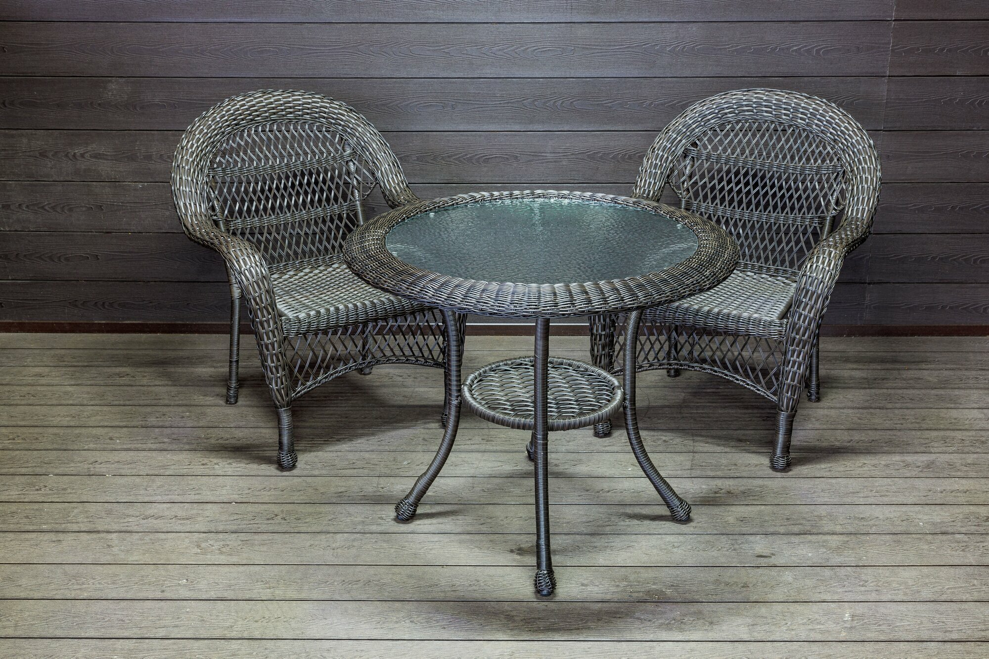 Комплект мебели "Мэдисон Нью" искусственный ротанг круглый стол кресла цвет венге