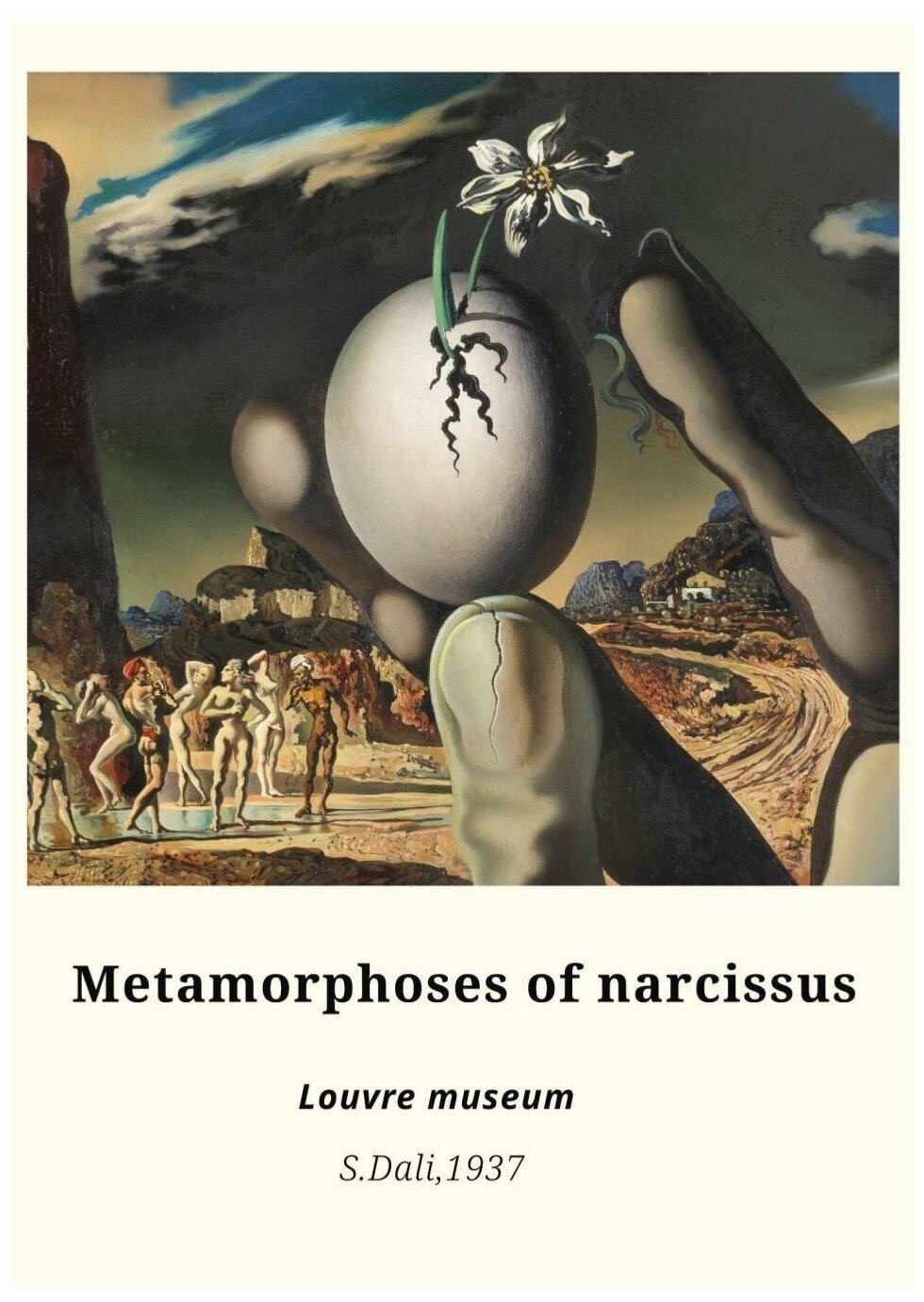 Постер / Плакат / Картина Сальвадор Дали - Метаморфозы цветка нарцисса ...