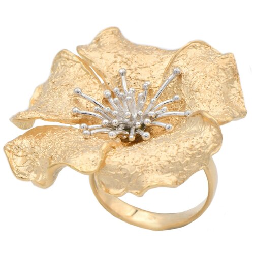 фото Кольцо stile me, серебро, 925 проба, родирование, золочение, безразмерное, серебряный, золотой