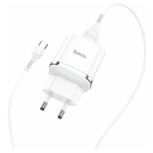 фото Сетевое зарядное устройство + кабель type-c n3 usb qc3.0 белый hoco