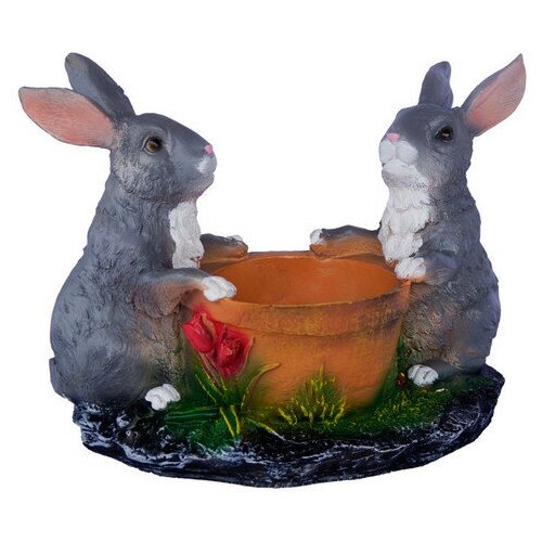 Кашпо Два зайца у горшка с цветочком
