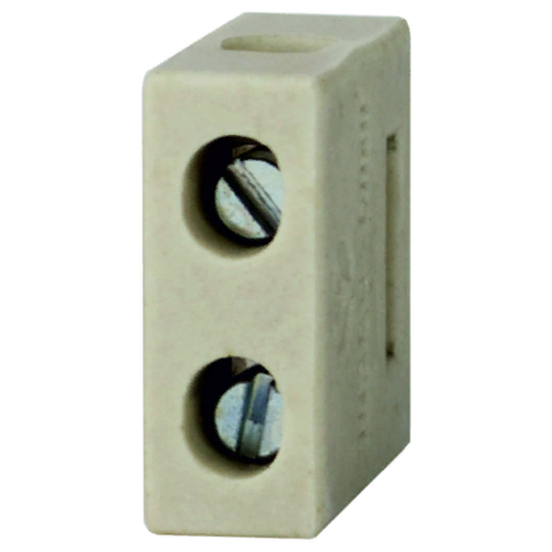 Клеммник одинарный керамический огнестойкий, сечение подключаемого провода 1,5-6 м2, ток 24 А, напряжение до 500 В комплект 5 штук