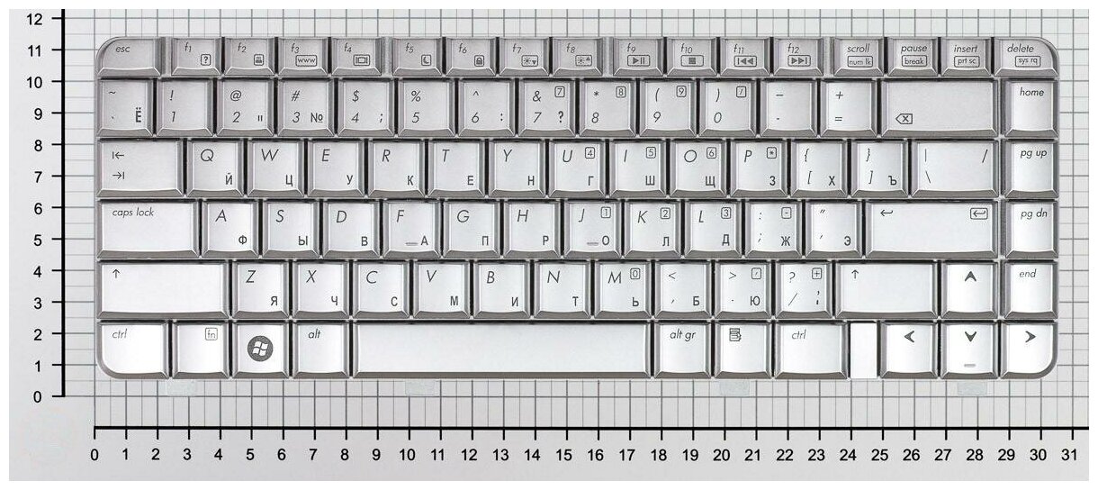 Клавиатура для ноутбука HP Pavilion dv4-1123la серебристая