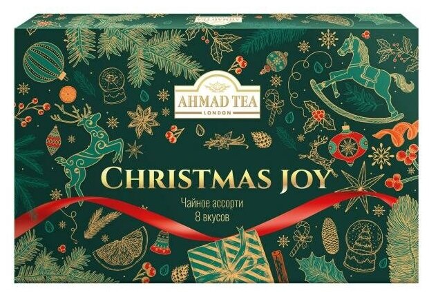 Подарочный Чайный набор Ahmad Tea Ассорти Радость Рождества 8 вкусов, 40 пакетиков