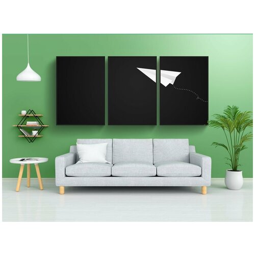 фото Набор модулных постеров для интерьера "самолет, самолет из бумаги, avion белый" 60x90 см. в тубусе, без рамки lotsprints