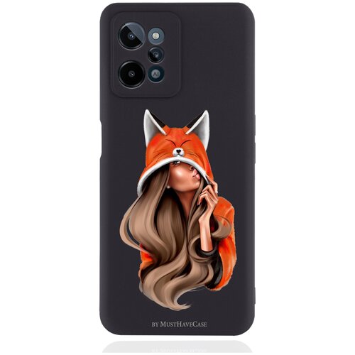 Черный силиконовый чехол для Realme C31 Foxy Girl/ Лисичка