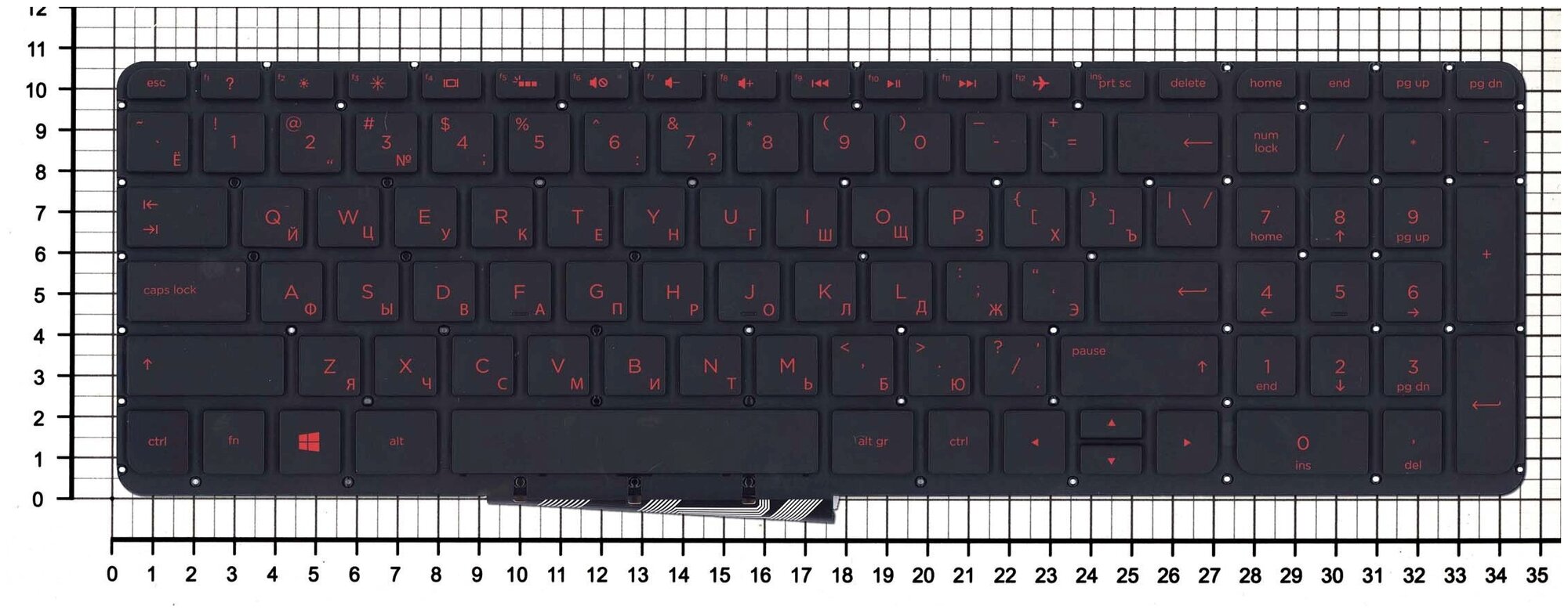 Клавиатура для ноутбука HP Pavilion 15-p099 черная с красной подсветкой