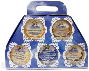 Вологодская Премиум Сгущёнка - Подарочный набор из 5 видов (молоко; сливки; какао; кофе и варёнка)