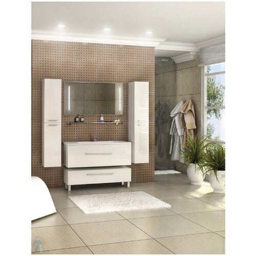 фото Тумба под раковину aquaton мадрид 120 м 1a126901ma010 1197x441x400 подвесная, 1 ящик, белый глянец акватон