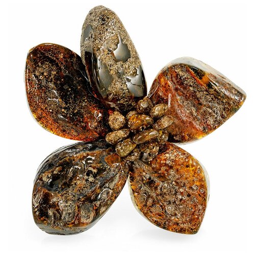 Amberholl Оригинальная брошь «Помпеи» из цельного необработанного янтаря