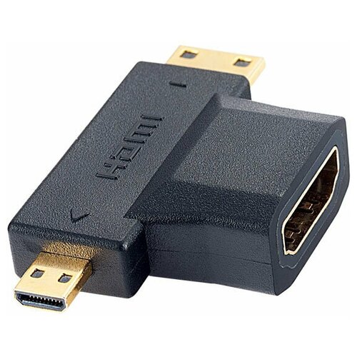 фото Переходник perfeo hdmi a розетка - hdmi d (micro hdmi) вилка + hdmi c (mini hdmi) вилка (a7006)