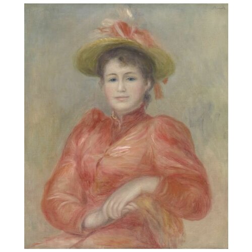 фото Репродукция на холсте девушка в красном платье (1892) ренуар пьер 40см. x 48см. твой постер
