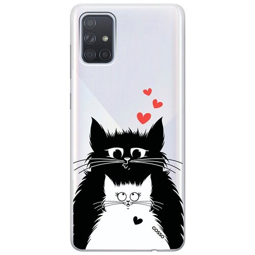 фото Ультратонкий силиконовый чехол-накладка clearview 3d для samsung galaxy a71 с принтом "cats in love" gosso