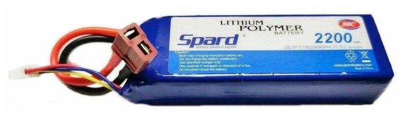 Аккумулятор Li-Po Spard 2200mAh, 11,1V, 30C, T‐plug — фото 1