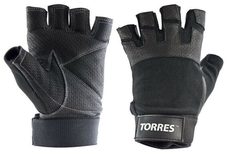 Перчатки для занятий спортом Torres напульсник, нейлон, натуральная кожа (l)