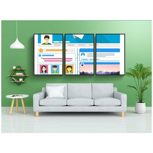 фото Набор модулных постеров для интерьера "facebook, социальные медиа, профиль" 60x90 см. в тубусе, без рамки lotsprints