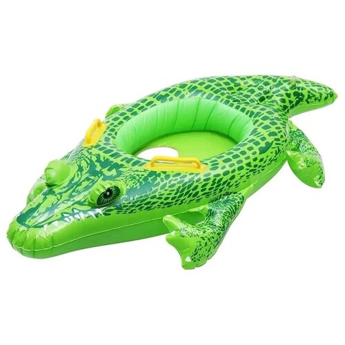 Купить Надувной Крокодил, надувной круг для плавания, круг-сиденье для плавания, детский круг для плавания, надувной круг, kosmo.store, зеленый/желтый, ПВХ