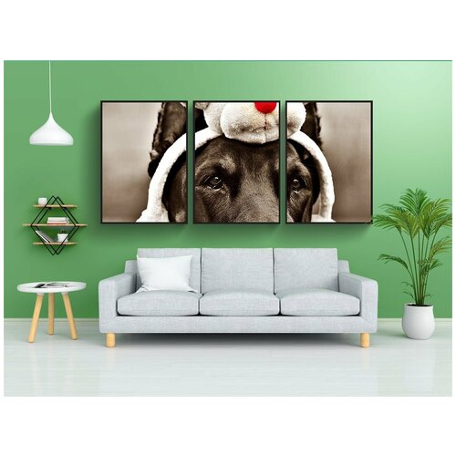 фото Набор модулных постеров для интерьера "луна, доберман, собака" 60x90 см. в тубусе, без рамки lotsprints