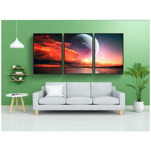 фото Набор модулных постеров для интерьера "солнце, заход солнца, планета" 60x90 см. в тубусе, без рамки lotsprints