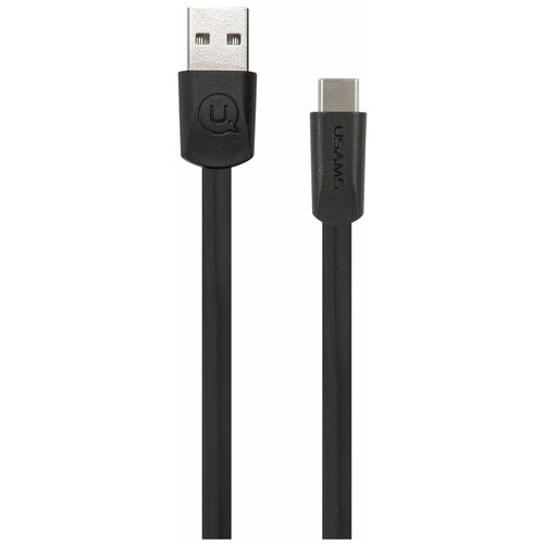 Дата-Кабель USAMS-U2 USB - Type-C, плоский, черный usb кабель usams us sj200 u2 usb type c плоский розовый sj200tc05